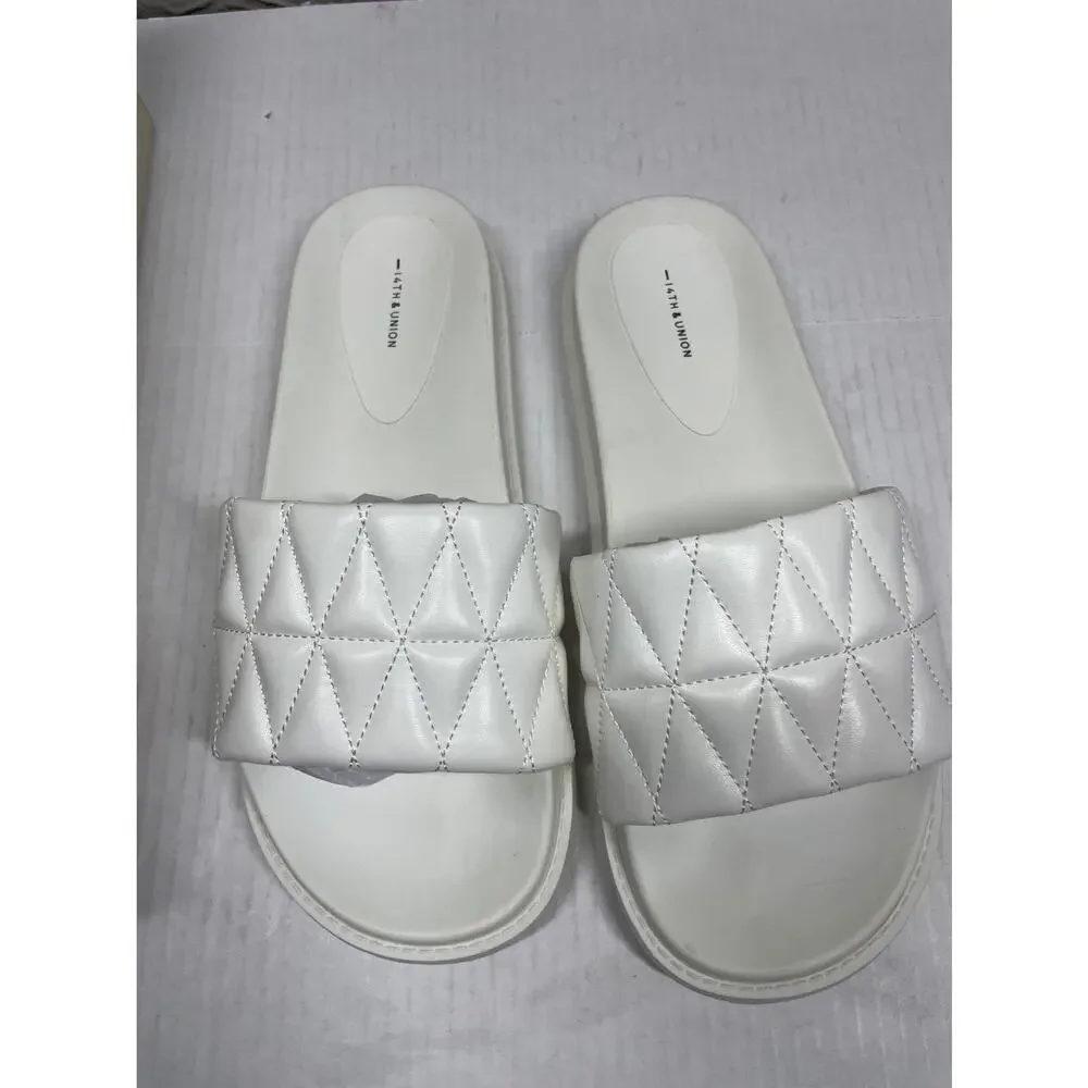 14TH‎ & Union Tallin Women's Slide Sandal in White Size 9